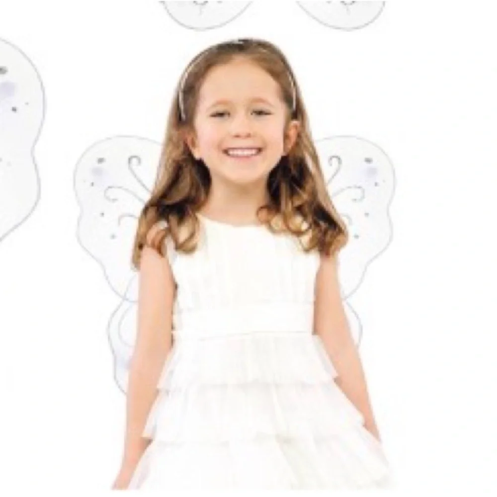 White Butterfly Wings with Silver Glitter Accent
